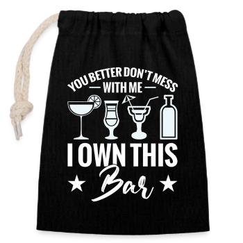 Barmaid, Bar-Enthusiast, Barkeeper, Barbesitzer, Pub - Verschließbarer Geschenkbeutel aus Baumwolle (14x20cm) - Schwarz - Vorne
