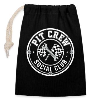 Pit Crew Social Club Rennsport - Verschließbarer Geschenkbeutel aus Baumwolle (14x20cm) - Schwarz - Vorne