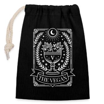 The Vegan Tarot Karte Okkultes Design - Verschließbarer Geschenkbeutel aus Baumwolle (14x20cm) - Schwarz - Vorne