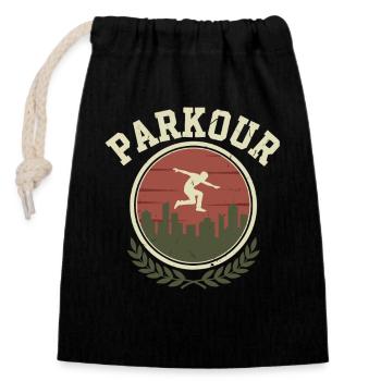 Retro Parkour Freerunning - Closable cotton gift bag (14x20cm) - black - Front