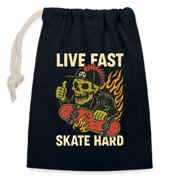 Live Quick Skate Hard Skull - Verschließbarer Geschenkbeutel aus Baumwolle (14x20cm) - Navy - Vorne