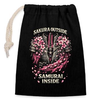 Cherry Blossom Sakura Cherry Blossom - Closable cotton gift bag (14x20cm) - black - Front