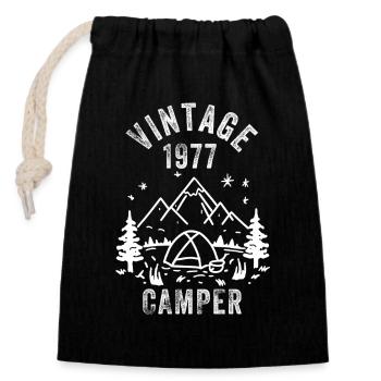 Vintage 1977 Camper 50th Birthday 2027 - Closable cotton gift bag (14x20cm) - black - Front