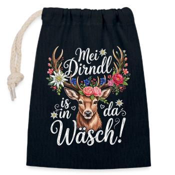 Ersatz Dirndl Shirt Damen Trachtenshirt Oberteil - Verschließbarer Geschenkbeutel aus Baumwolle (14x20cm) - Navy - Vorne