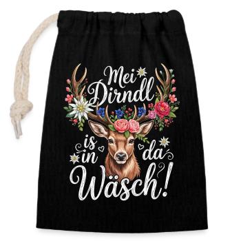 Ersatz Dirndl Shirt Damen Trachtenshirt Oberteil - Verschließbarer Geschenkbeutel aus Baumwolle (14x20cm) - Schwarz - Vorne