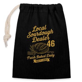 Vendeur local de levain Pain au levain fraîchement cuit chaque jour - Sac cadeau en coton avec cordon (14 x 20 cm) - noir - Devant