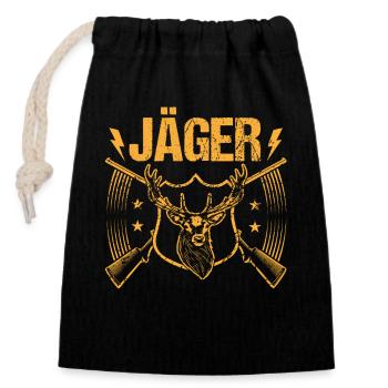 Hunting Hunting Huntsman Hunters - Closable cotton gift bag (14x20cm) - black - Front