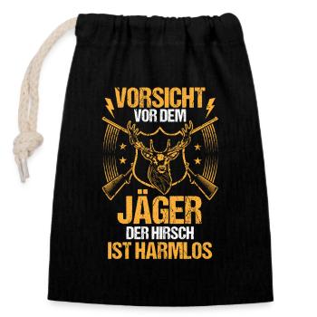 Hunting Hunting Huntsman Hunters - Closable cotton gift bag (14x20cm) - black - Front
