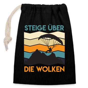 Paraglider SOAR ABOVE THE CLOUDS Funny - Closable cotton gift bag (14x20cm) - black - Front