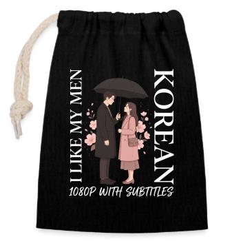 K-Drama Produits dérivés Coréens K-Pop Drame - Sac cadeau en coton avec cordon (14 x 20 cm) - noir - Devant