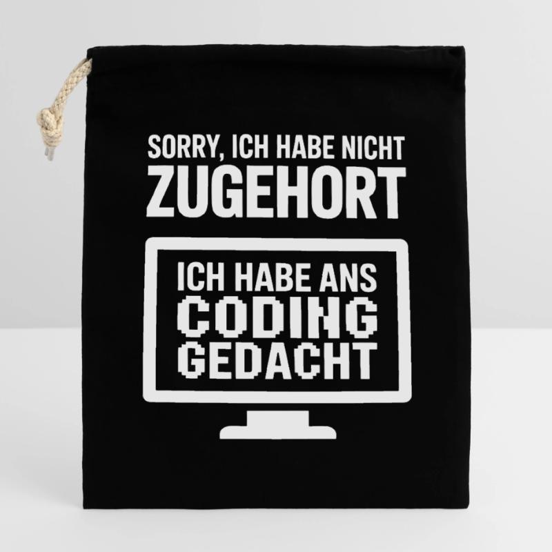 Coding Thought Saying Closable cotton gift bag (14x20cm)