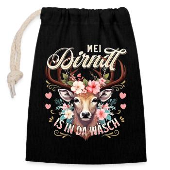 Tracht Ersatz Dirndl Shirt Damen Trachtenshirt - Verschließbarer Geschenkbeutel aus Baumwolle (14x20cm) - Schwarz - Vorne