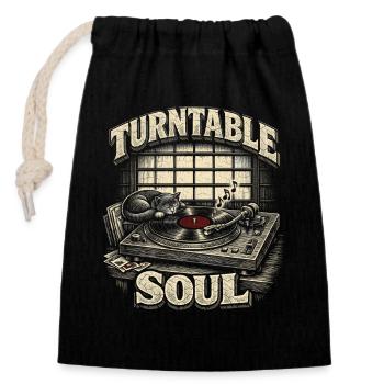 Collectionneur de vinyles, collectionneur de platine, Soul - Sac cadeau en coton avec cordon (14 x 20 cm) - noir - Devant