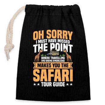Guide touristique Africain Travel Guide Safari Tour - Sac cadeau en coton avec cordon (14 x 20 cm) - noir - Devant