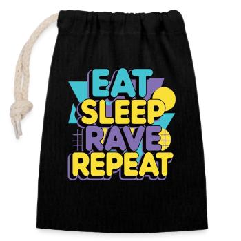 Mange Sommeil Rave Répéte – Techno Party Dicton - Sac cadeau en coton avec cordon (14 x 20 cm) - noir - Devant