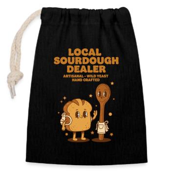 Sourdough Local Dealer Bread Baking Baker - Closable cotton gift bag (14x20cm) - black - Front