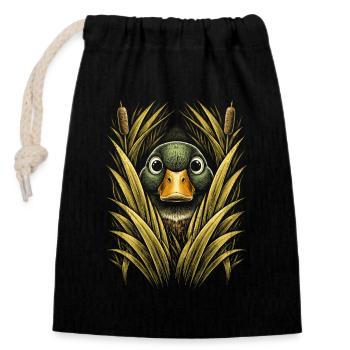 duck shooting - Closable cotton gift bag (14x20cm) - black - Front