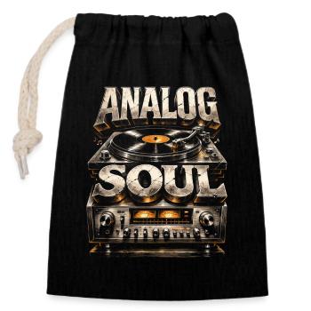 Collectionneur de vinyles, collectionneur de disques Analog Soul - Sac cadeau en coton avec cordon (14 x 20 cm) - noir - Devant