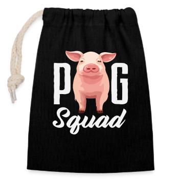 Schweine Squad Team Crew Gruppe Bauernhof - Verschließbarer Geschenkbeutel aus Baumwolle (14x20cm) - Schwarz - Vorne