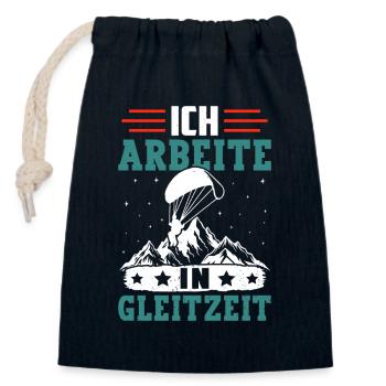 Gleitschirmflieger ARBEITE IN GLEITZEIT Lustiges - Verschließbarer Geschenkbeutel aus Baumwolle (14x20cm) - Navy - Vorne