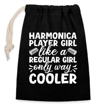 Harmonica Musican Girl Like A Regular Only Cooler - Closable cotton gift bag (14x20cm) - black - Front