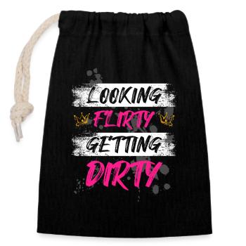 Looking flirty Schlammlauf Mud Run Muddy Race - Verschließbarer Geschenkbeutel aus Baumwolle (14x20cm) - Schwarz - Vorne