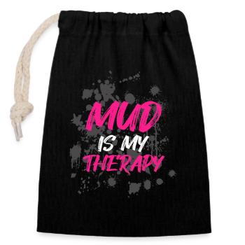 Mud is my therapy Schlammlauf Mud Run Muddy Race - Verschließbarer Geschenkbeutel aus Baumwolle (14x20cm) - Schwarz - Vorne