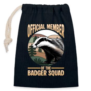 Funny Animal Badger - Closable cotton gift bag (14x20cm) - navy - Front