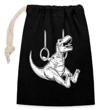 Gymnasts Dinosaurs Gymnastics Ring Gymnastics Gymnastics - Closable cotton gift bag (14x20cm) - black - Front