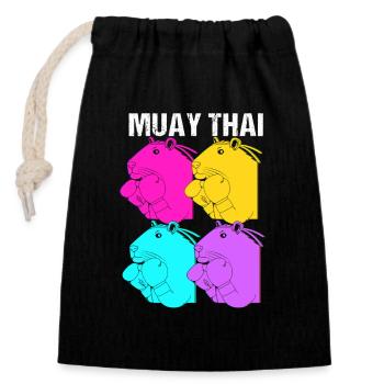 Thai boxing Kickboxer Kickboxing Muay thai - Verschließbarer Geschenkbeutel aus Baumwolle (14x20cm) - Schwarz - Vorne