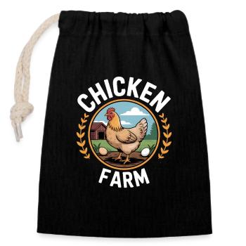 Chicken Farm Hühnerhalter Huhn - Verschließbarer Geschenkbeutel aus Baumwolle (14x20cm) - Schwarz - Vorne