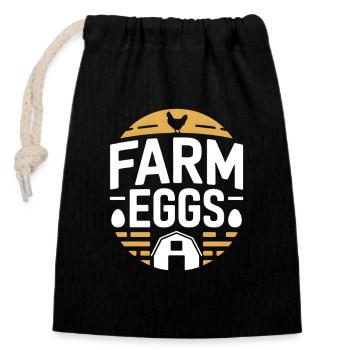 Farm Eggs Hühnerhalter Huhn - Verschließbarer Geschenkbeutel aus Baumwolle (14x20cm) - Schwarz - Vorne