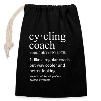 Definition des Fahrradtrainers Witziger Substantiv-Slogan - Verschließbarer Geschenkbeutel aus Baumwolle (14x20cm) - Schwarz - Vorne