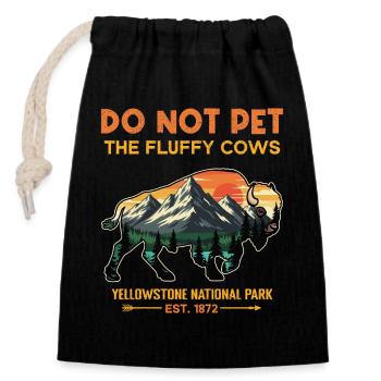 Yellowstone National Park Fluffy Cow Buffalo - Closable cotton gift bag (14x20cm) - black - Front