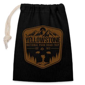 Yellowstone National Park Road Trip - Closable cotton gift bag (14x20cm) - black - Front