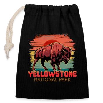 Buffalo Yellowstone National Park - Closable cotton gift bag (14x20cm) - black - Front
