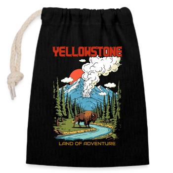 Yellowstone National Park Land Of Adventure - Closable cotton gift bag (14x20cm) - black - Front