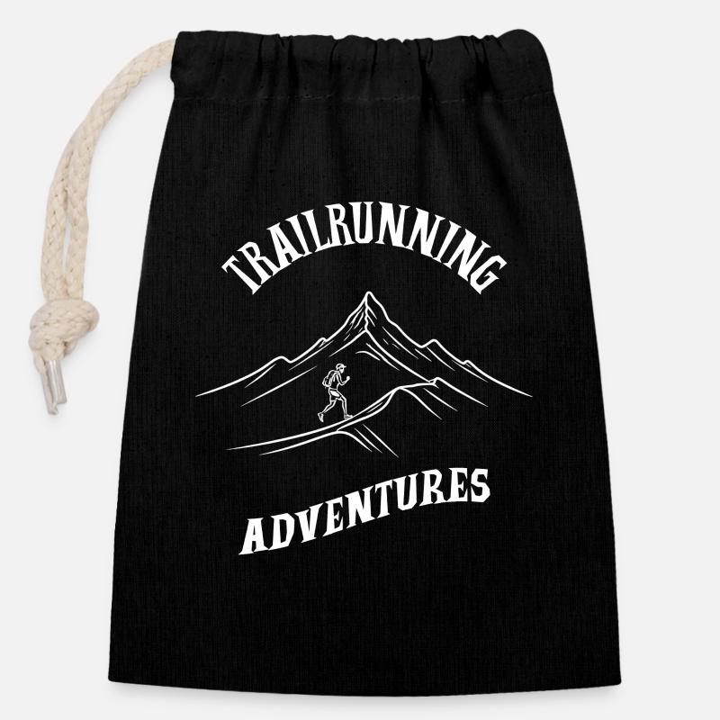 Aventures de trail - Sac cadeau en coton avec cordon (14 x 20 cm) - noir