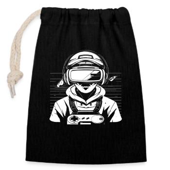 Gaming Boy Graphics - Closable cotton gift bag (14x20cm) - black - Front