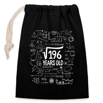 Square Root of 196 14th Birthday 14 Years Old Math - Closable cotton gift bag (14x20cm) - black - Front