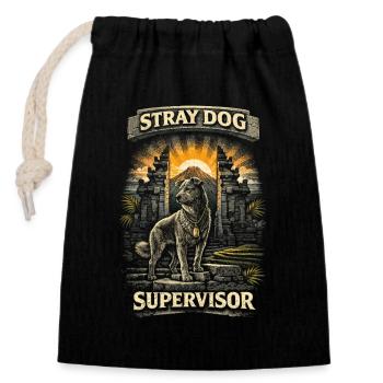 Bali Reise Stray Dog Supervisor - Verschließbarer Geschenkbeutel aus Baumwolle (14x20cm) - Schwarz - Vorne