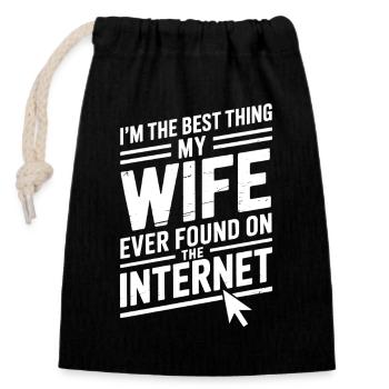 Dictons sur Internet : cadeau drôle - Sac cadeau en coton avec cordon (14 x 20 cm) - noir - Devant