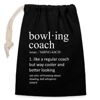 Funny Bowling Coach Definition Substantiv Slogan - Verschließbarer Geschenkbeutel aus Baumwolle (14x20cm) - Schwarz - Vorne