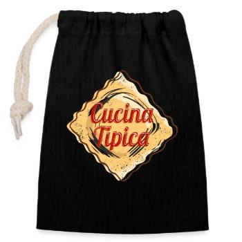 Cucina Tipica für Italien Ravioli Pasta Food Lover - Verschließbarer Geschenkbeutel aus Baumwolle (14x20cm) - Schwarz - Vorne