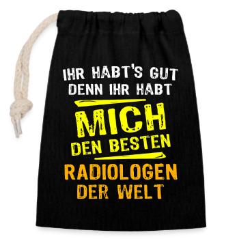 Radiologe Geschenk - Verschließbarer Geschenkbeutel aus Baumwolle (14x20cm) - Schwarz - Vorne