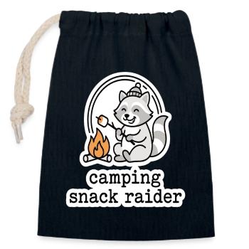 Motif de Snack Raider de camping - Sac cadeau en coton avec cordon (14 x 20 cm) - bleu marine - Devant