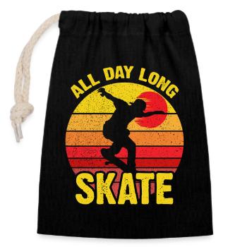 Ganztägiger Skate Retro Sunset - Verschließbarer Geschenkbeutel aus Baumwolle (14x20cm) - Schwarz - Vorne