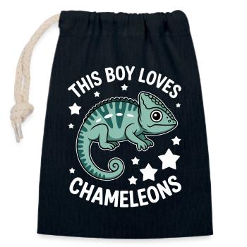Don des Drôles Caméléons Drôles de Expressions Caméléon - Sac cadeau en coton avec cordon (14 x 20 cm) - bleu marine - Devant