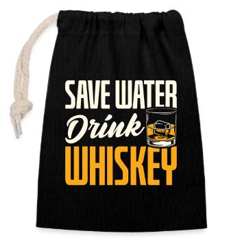 Save Water Drink Whiskey Funny Quote Design - Verschließbarer Geschenkbeutel aus Baumwolle (14x20cm) - Schwarz - Vorne