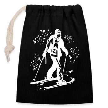 Ski alpin Sports d’hiver Ski de randonnée - Sac cadeau en coton avec cordon (14 x 20 cm) - noir - Devant